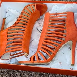 Orange Suede Heels